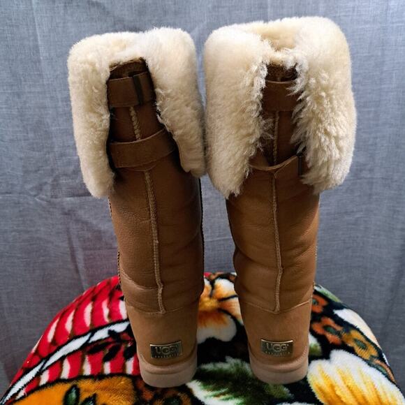 UGG AUSTRALIA DEVANDRA TALL BOOT 1008850 WOMEN SIZE 9 WALNUT BROWN LEATHER - Picture 7 of 16